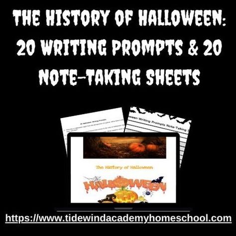 The History of Halloween: 20 Writing Prompts & 20 Note-Taking Sheets https://tidewindacademyhomeschool.com/product/the-history-of-halloween-20-writing-prompts-20-note-taking-sheets/ Opinion Writing Graphic Organizer, The History Of Halloween, History Of Halloween, Halloween Writing Prompts, Halloween Lesson, Halloween History, High School Writing, Halloween Writing, Critical Thinking Activities