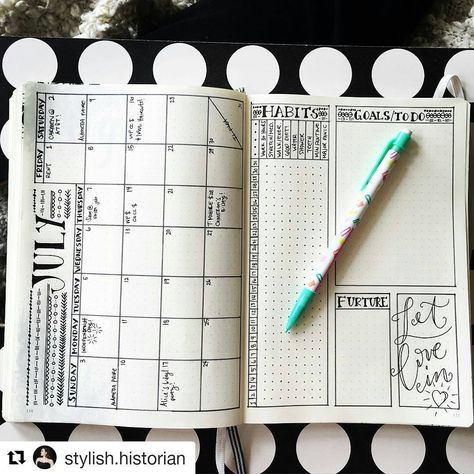 That's a good-looking monthly More Diy Kalender, How To Bullet Journal, Bullet Journel, Bullet Journal Page, Bullet Journal Planner, Bullet Journal How To Start A, Bullet Planner, Bujo Ideas, Dot Journals