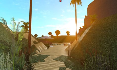 Bloxburg Palm Tree Decal, Tropical Bloxburg, Bloxburg Resort, Tiki House, Realistic House, Hawaiian House, Bloxburg Hacks, Blox Burg, Roblox House