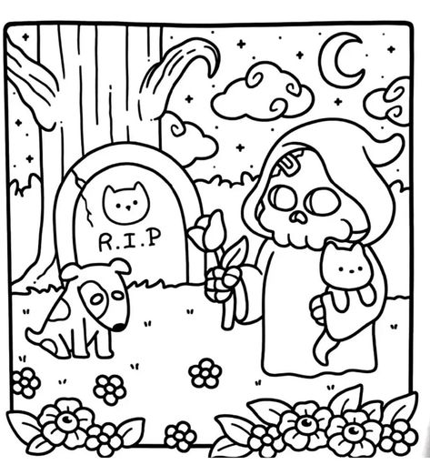 Bobbie Goods Halloween Coloring Pages, Bobbie Goods Coloring Pages Halloween, Little Spooky Coloring Book, Spooky Cutie Coco Wyo, Spooky Cute Coloring Pages, Library Coloring Pages, Coco Wyo, Cute Halloween Coloring Pages, Bobbie Goods