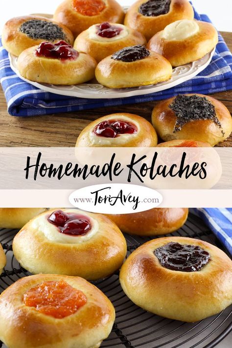 Homemade Kolaches, Czech Kolaches, Kolache Recipe, Dessert Breakfast, American Cake, Czech Recipes, Kosher Recipes, Food History, Breakfast Cake