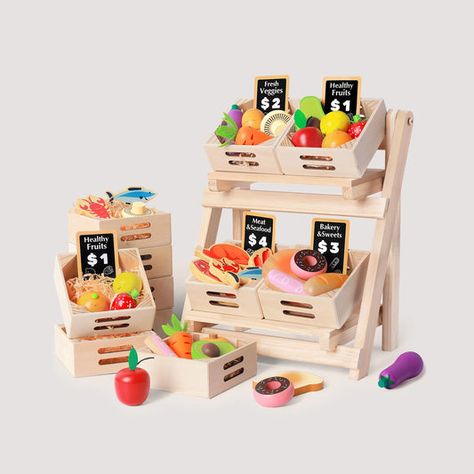 Four Food Groups, Play Kitchen Food, Child Plan, Wooden Play Food, Play Kitchen Accessories, Wooden Play Kitchen, Play Food Set, Wooden Food, Pretend Food