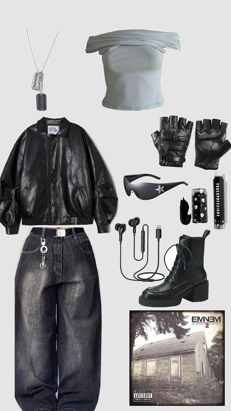 #eminem #aeshtetic #outfit #ispiredoutfits #music #fyp Deadly Class Outfits, Eminem Style Girl, Eminem Girls, Music Eminem, 90s Hip Hop Outfits, Outfit Core, Eminem Style, Class Outfits, Fyp Aesthetic