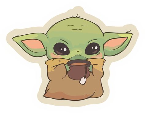 Yoda Drawing, Yoda Sticker, Yoda Png, Yoda Wallpaper, Star Wars Crafts, Baby Yoga, Kawaii Chibi, Star Wars Memes, Baby Cartoon