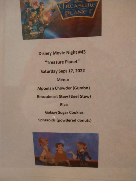 Treasure Planet Movie Night, Menu Movie, 2024 Hobbies, Disney Dinner And Movie Night, Treasure Island Movie, National Treasure Movie, Disney Nights, Strange Magic Movie, Monday Movie