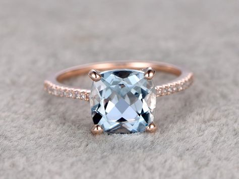 Rose Gold Bridal Jewelry - Rose Gold Engagement Ring Rose Gold Bridal Jewelry, Fantasy Ring, Dark Cyan, Rose Gold Diamond Ring Engagement, Antique Engagement Ring, Aquamarine Engagement Ring, Wedding Rings Rose Gold, Aquamarine Ring, Rose Engagement Ring