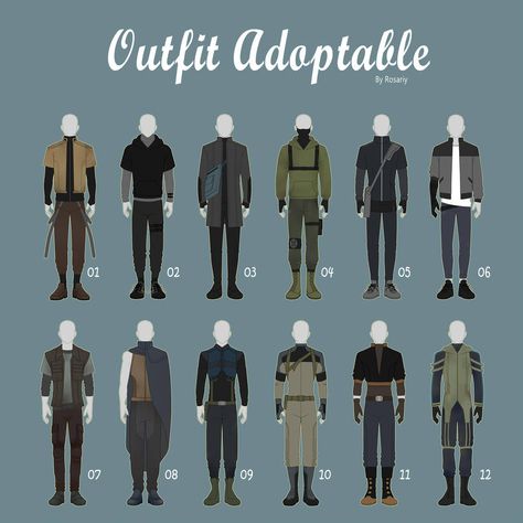 (OPEN 1/12) CASUAL Outfit Adopts 42 [MALE] by Rosariy Vest Drawing Reference Male, Outfit Ideas Drawing Male Casual, Survival Outfit Male, Adoptable Outfits Male, Outfit Adopts, Character Generator, Military Costume, Outfit Ideas For Church, Latina Outfit