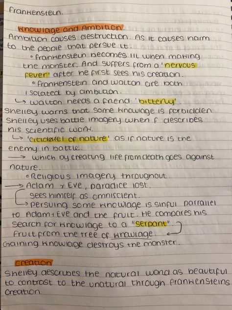 Frankenstein Project High School, Frankenstein Notes, Frankenstein Revision, Frankenstein Annotations, Gcse Quotes, Frankenstein Analysis, Colourful Notes, Neat Notes, Frankenstein Quotes