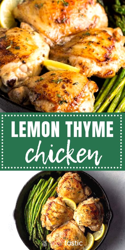 Chicken With Lemon Recipes, Lemon Thyme Chicken Marinade, Lemon Chicken Leg Recipes, Honey Thyme Chicken, Garlic Thyme Chicken, Chicken And Thyme Recipes, Lemon And Thyme Chicken, Recipe With Thyme, Chicken With Thyme Recipes