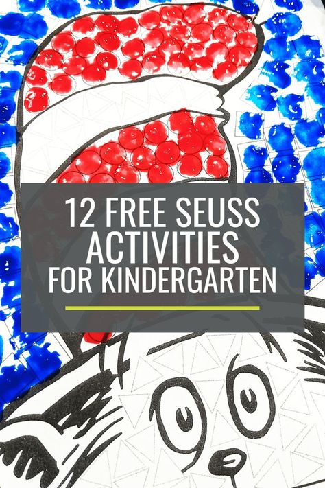 Dr Seuss Crafts Kindergarten, Dr Seuss Stem, Dr Seuss Kindergarten, Dr. Seuss Crafts, Dr Seuss Printables, Dr Seuss Preschool Activities, Dr Seuss Art, Kindergarten Art Activities, Dr Seuss Preschool