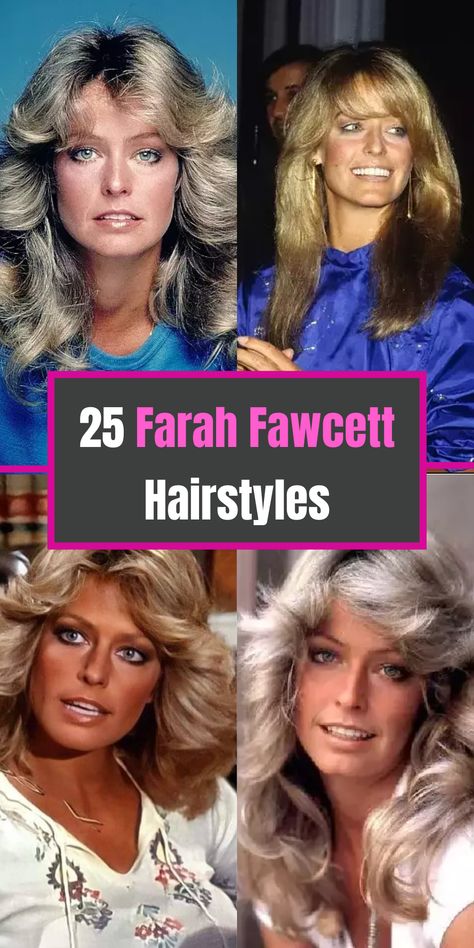 Check the 25 Most popular Farah Fawcett Hairstyles of All Time which includes modern hair, layered haircut, short and long hair, roller pattern hairstyle, blonde haircut, brunette haircut and many more. #farah #fawcett #hair #hairstyle Farrah Fawcett Haircut, Layered Haircut Short, 70s Style Hair, Farrah Fawcett Hair, Feathered Haircuts, Roller Pattern, Farah Fawcett Hair, Fawcett Hair, Brunette Haircut