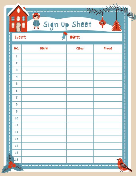 Use this customizable Blue Red Cute Holiday Illustration Christmas Sign Up Sheet Planner template and find more professional designs from Canva. #blue #red #beige #vintage #retro #illustrated #bird #gift #planner #christmasplanner #signup #sheet #list #signuplist #signupsheet #Christmas #cartoon #playful #cartoonlist #canva #template #event #kids #holiday #party #winter Cartoon List, Gift Planner, Illustration Christmas, Kids Holiday, Christmas Cartoon, Christmas Planner, Planner Templates, Digital Planning, Christmas Templates