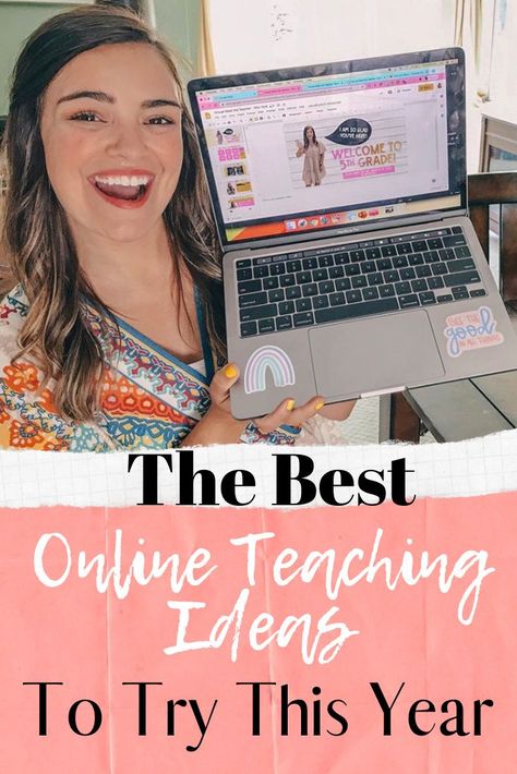 The best online teaching ideas. If you are new to virtual teaching check out these ideas to connect with students and have fun in the online classroom. #onlineteaching Technology In Teaching, Online Teaching Tools, Online Tutoring Ideas, Online Teaching Aesthetic, Teaching Online Ideas, Virtual Teacher Home Office, Online English Teaching Ideas, Online Teaching Ideas, Virtual Classroom Ideas