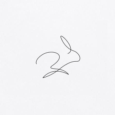 5,771 Likes, 39 Comments - Logo Inspirations (@logoinspirations) on Instagram: “One Line Rabbit by DFT @differantly - DELICIOUS FOOD BRANDING👇👇 @thefoodbrand @thefoodbrand 🍔 -…” One Line Rabbit, Bunny Tattoo Small, Hase Tattoos, Continuous Line Tattoo, One Line Tattoo, Lapin Art, Bunny Tattoos, Designer Branding, Startup Logo