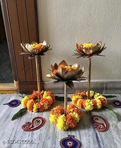 Metal Lotus Tealight/T-Light Candle Holder Candle Stand Set of 3 Home Decor Festive Decor Diwali Diya Stand Home/Office Decoration Gift Item Diya Stand, Diwali Diya, Home Office Decoration, T Lights, Festive Decor, Light Candle, Candle Stand, Office Decoration, Tealight Candle Holders