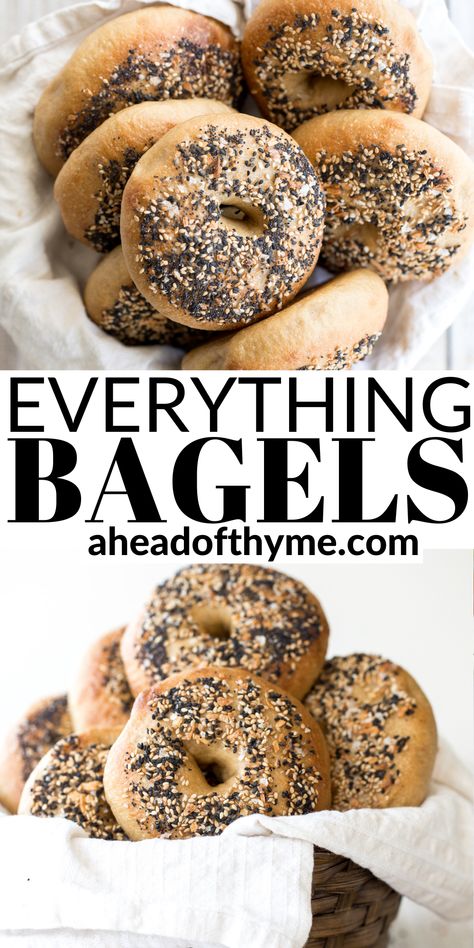 Easy homemade everything bagels with a signature seasoning blend on top are so much better than bakery-style bagels and super easy to make at home. | aheadofthyme.com #everythingbagels #homemadebagels #bagels Everything Bagel Recipe, Everything Bagels Recipe, Homemade Everything, Everything Bagels, Bagels Recipe, Sourdough Bagels, Bagel Toppings, Best Bagels, Small Bakery