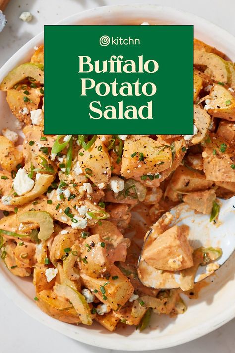 Buffalo Potato Salad, Crunchy Potatoes, Bleu Cheese, Cheese Potatoes, Buffalo Sauce, Buffalo Wings, Fresh Chives, Peanut Free, Potatoe Salad Recipe