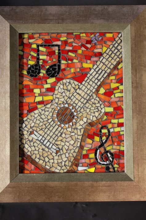 Guitar Mosaic, Trick Pictures, Spanish Guitar, Mosaic Stepping Stones, Mixed Media Mosaic, Byzantine Mosaic, Mosaic Flower Pots, Mosaic Kits, Contemporary Impressionism