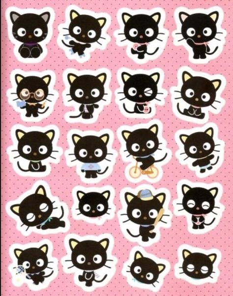 Choco Cat Sanrio, Sanrio Coloring Pages, Sanrio Coloring, Choco Cat, Secret Journal, Hello Kitty Stickers, Sticker Printable, Black Cat Sticker, Hello Kitty Characters