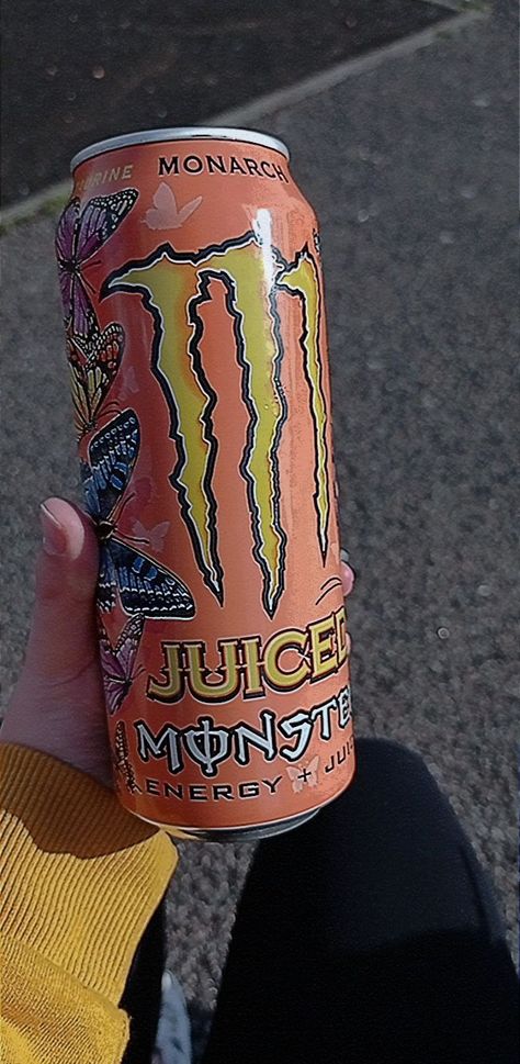 Orange Monster Drink, Butterfly Monster Can, Monster Energy Flavors, Monster Butterfly, Monster Aesthetic, Monster Photo, Orange Monster, Y2k Scene, Butterfly Cute