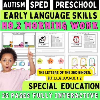 The NO.2 Early Language Skills Morning Work Binder HandsOn Review Special Ed Morning Work Binder, Morning Binder, Preschool Classrooms, Work Binder, Basic Language, Binder Design, Independent Work, Work Activities, Early Readers