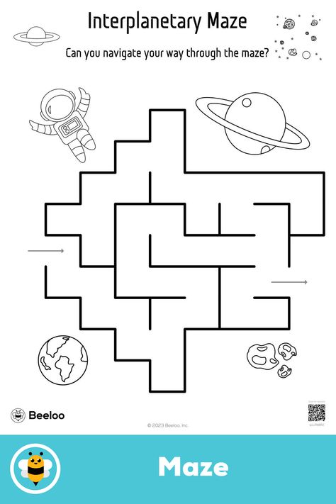 Easy space-themed maze for kids ages 3 and up Kindergarten Space, Space Printables, Maze For Kids, Crafts And Activities For Kids, Mazes For Kids, Space Activities, Printable Crafts, Space Theme, Printable Activities