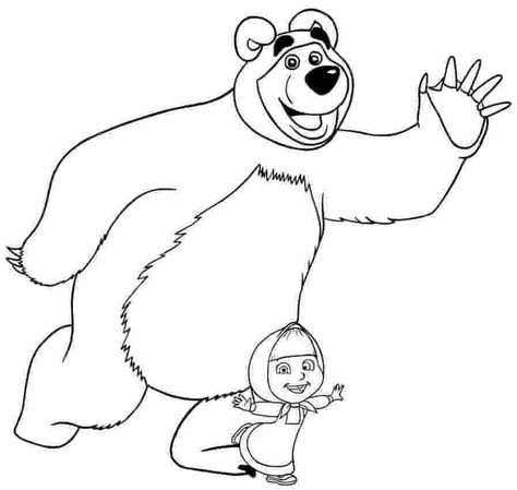 Dance Coloring Pages, Marsha And The Bear, Bear Sketch, Penguin Coloring Pages, Bear Drawing, Bear Coloring Pages, Masha And The Bear, Easy Coloring Pages, Cartoon Coloring Pages