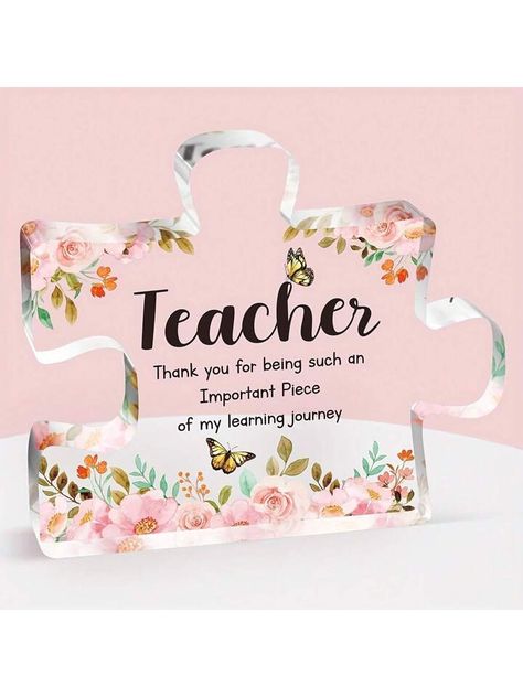 1pc Acrylic Plaque, Teachers Gifts - Puzzle Shaped Acrylic Plaque, Thank You Teacher Gifts Women, Personalised Teacher Gifts, Gift Teacher End Of The Year, Teachers Thank You Gifts, Thank You Gifts Teacher | SHEIN USA Last Day Of School Gifts For Teachers, Personalised Teacher Gifts, Teacher Gifts End Of Year, Heart Puzzle, Teachers Gifts, Thank You Teacher Gifts, Gifts Teacher, Acrylic Plaque, Personalized Teacher Gifts