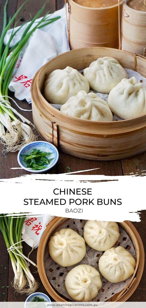 Japanese Pork Buns, Bao Zi Recipe, Korean Bao Buns Recipe, How To Make Xiao Long Bao, Bao Buns Recipe Vegetarian, Easy Bao Buns Recipe, Pork Buns Steamed, Bao Buns Filling, Meat Buns Recipe