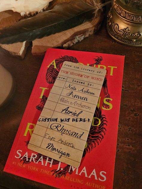 A Court Of Thorns And Roses Bookmark, The Court Of Thorns And Roses, Diy Gifts For Book Lovers, A Court Of Thorns And Roses, House Of Wind Library, Acotar House Of Wind, Acotar Bookmarks, Acotar Party, Library Card Bookmark