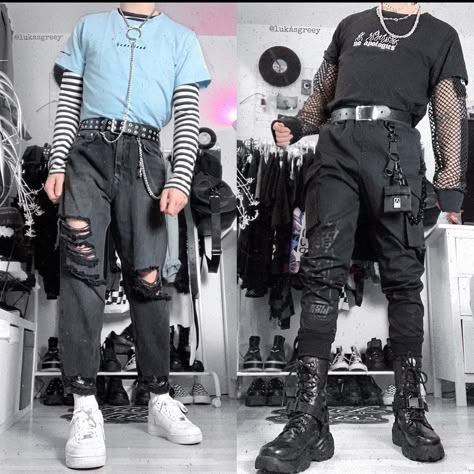 E Boy Outfits Grunge, Alternative Boy Outfit, Goth Boy Outfits, E Boy Outfits, Edgy Outfits Grunge, Enby Style, Street Style Outfits Casual, Goth Boy, Alt Outfits