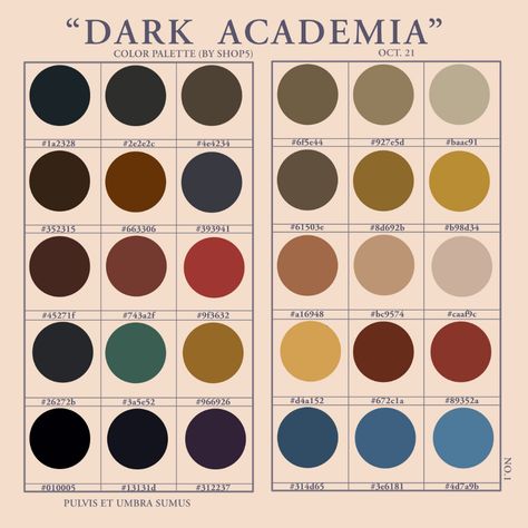 SHOP 5 — Got a request for a dark academia color palette ... Hogwarts Color Palette, Academia Color Palette, Dark Academia Color Palette, Dark Academia Color, Dark Academia Vibes, Dark Academic, Dark Light Academia, Dark Academia Outfits, Dark Academia Style