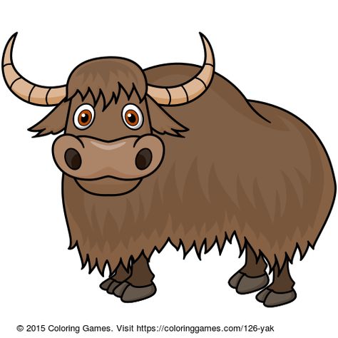 Yak coloring #coloring #kids Yak Painting, Yak Cartoon, Yak Image, Yak Animal, Coloring Games For Kids, Coloring Games, Towel Animals, Animal Flashcards, Preschool Coloring Pages