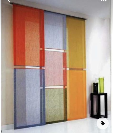 Coloured Curtains, Statement Curtains, Colorful Interior Design, Diy Headboard, Diy Interior, Colorful Curtains, Window Coverings, Curtains With Blinds, 인테리어 디자인