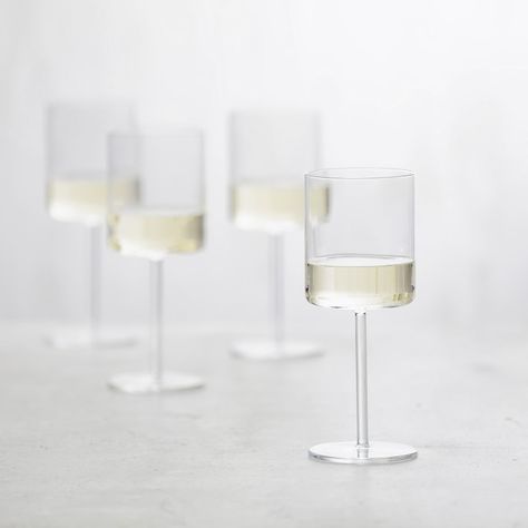 Schott Zwiesel Modo White Wine Glasses - Set of 4 | Williams Sonoma Glasses White, Etched Wine Glasses, Schott Zwiesel, White Wine Glasses, Red Wine Glasses, Crystal Glassware, Old Fashioned Glass, Glassware Collection, Stemless Wine Glasses