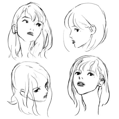 CLASS101+ | Draw the faces of female figures seen from various angles in “MISS JISU” in an easy and attractive way Miss Jisu, Surprise Face, Face Angles, Female Face Drawing, Anime I, Female Eyes, Drawing Book, Face Sketch, Still Life Drawing