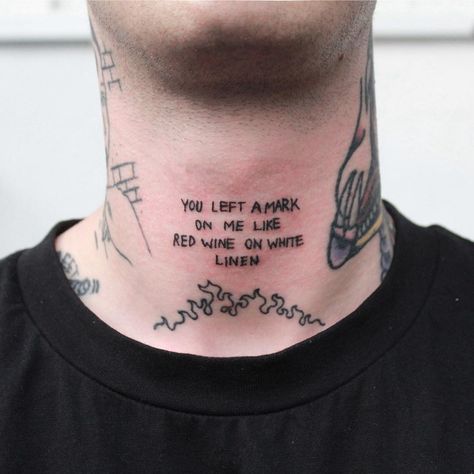 Neck Tattoos For Men, Wörter Tattoos, Tattoo Placements, Serpent Tattoo, Throat Tattoo, Dibujos Tattoo, Neck Tattoo For Guys, Text Tattoo, Neck Tattoos