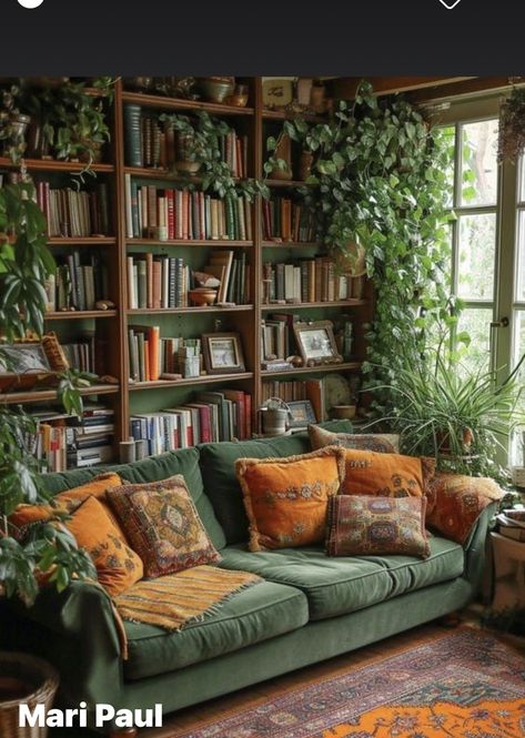 Room Ideas 70s, 70s Living Room Aesthetic, Green Couch Living Room Ideas, Disco Room, Cozy Window Nook, Green Couch Living Room, 70s Living Room, Couch Living Room Ideas, Disco Vibes