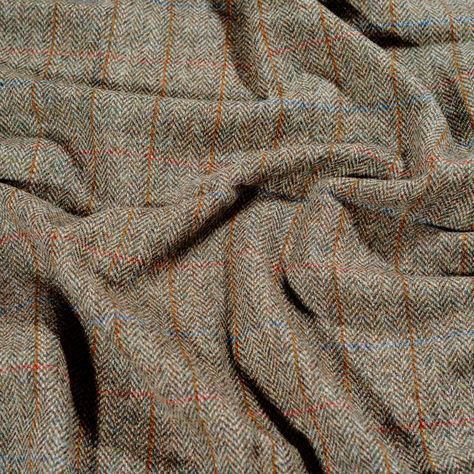 Hazel herringbone - a green herringbone with a blue, terracotta and wine overcheck. Tweed Blanket, Herringbone Throw Blanket, Lap Blankets, Blue Terracotta, Wool Bed, Herringbone Throw, Wool Throw Blanket, Tweed Pattern, Brown Leather Sofa