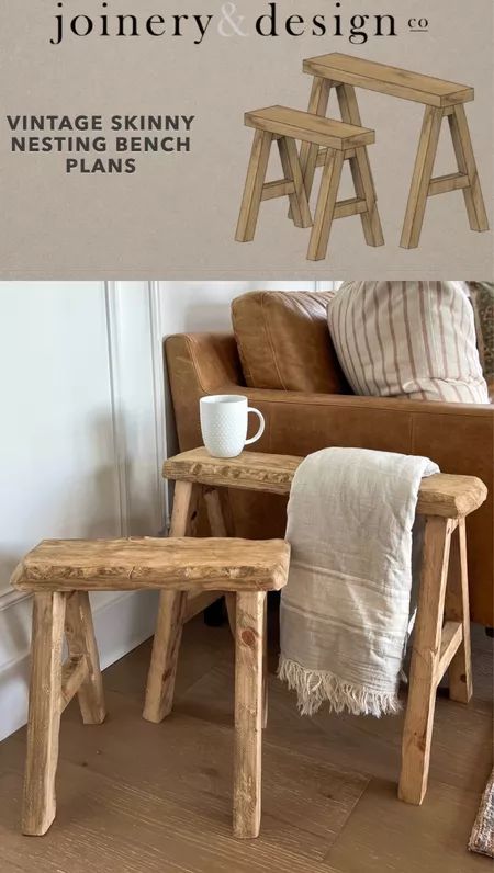 Homemade Wood Furniture, Easy Wooden Projects Diy, Diy Rustic Furniture, Diy Wooden Stool, Diy Rustic Bench, Bench Diy, Dyi Bench, Small Wooden Bench, Rustic Natraul Wood Bed Bench