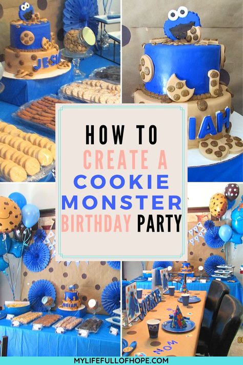 Our son's 1st birthday party had to be Cookie Monster because the first food that he loved was a little Gerber cookie. Cookie Monster birthday themed party was a challenge to find at the time. I am sharing the DIY's, food, centerpieces. cake and ideas that were created for his Cookie Monster 1st Birthday. Come and Explore over on the blog!  #1stbirthday #cookiemonster #birthdayparty #cookiemonsterbirthday #diy Cookie Monster Party Games, Cookie Monster Snack Ideas, Cookie Monster Party Decorations Diy, 1st Birthday Cookie Monster, First Birthday Cookie Monster, Cookie Monster Birthday Theme, Cookie Monster First Birthday Party, Cookie Monster 3rd Birthday Party, Cookie Monster Cake Ideas