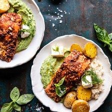 Sheet Pan Blackened Salmon Bowl with Potatoes and Avocado Goddess Sauce | halfbakedharvest.com #shetpan #healthyrecipes #easyrecipes #bowlfood #salmon Potatoes And Avocado, Salmon Bowls, Saturday Lunch, Pan Salmon, Half Baked Harvest Recipes, Garlic Butter Salmon, Blackened Salmon, Butter Salmon, Salmon Bowl