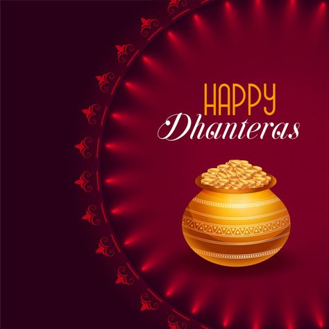 Happy dhanteras festival card with golden pot Free Vector | Free Vector #Freepik #vector #freecard #freediwali #freecelebration #freehappy Dhan Teras Rangoli, Dhanteras Greetings, Dhan Teras, Happy Kali Puja, Dhanteras Message, Dhanteras Images, Dhanteras Wishes, Akshay Tritiya, Happy Dhanteras Wishes