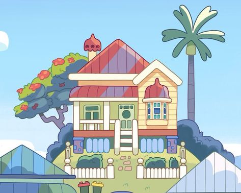 The Heeler Family's House | Bluey Wiki | Fandom Bluey Cartoon Houses, Bluey Heeler House, Bluey Bingo House, Bluey Bingo Background, Heeler Family Bluey, Bluey House Cartoon, Bluey House Background, Bluey Scenery Wallpaper, Blue House Cartoon