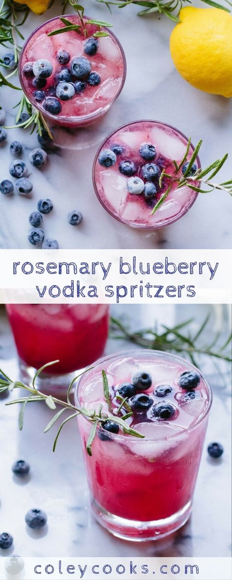 Rosemary Blueberry Vodka Spritzers | Coley Cooks Blueberry Cocktail, Blueberry Vodka, Summer Vodka Cocktails, Lemon Drop Martini, Tasty Drinks, Vodka Drinks, Cocktail Drinks Recipes, Vodka Cocktails, Alcohol Drink Recipes