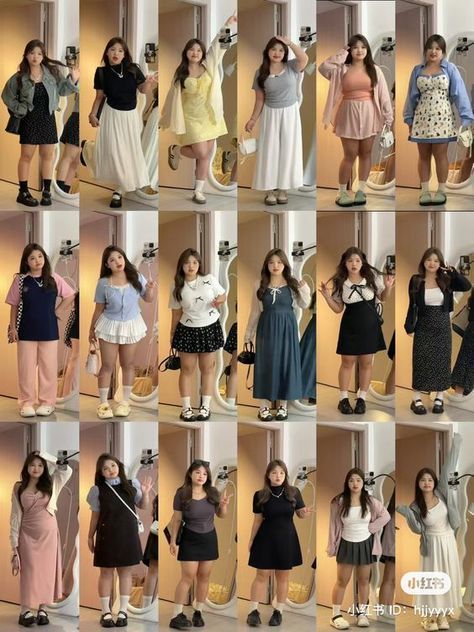 Chubby Women Outfits, Outfit For Chubby Girls, Outfit Ideas Chubby, Chubby Fashion Outfits Korean, Outfit For Chubby, Chubby Fashion Outfits, Chubby Aesthetic Outfit, Outfit Ideas For Chubby Girls, Chubby Outfits