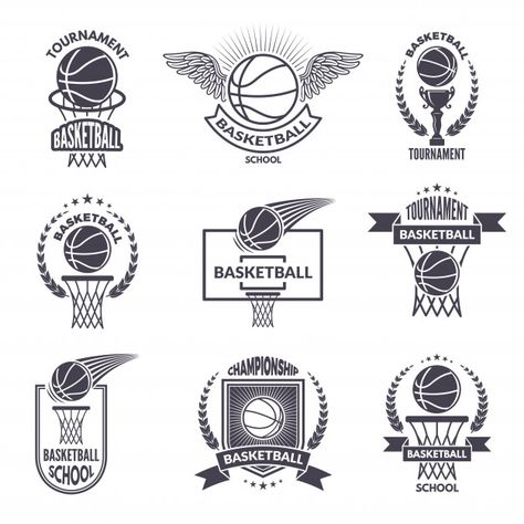 Sport labels for basketball club. Premiu... | Premium Vector #Freepik #vector #logo #banner #vintage #label Video Logo, Sports Badge, Sport Logo Design, Basketball Championship, Sports Logo Design, Club Badge, Sport Video, Basketball Art, Logo Badge