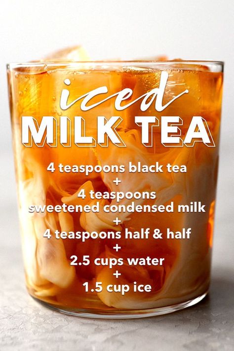 Iced Milk Tea, Iced Milk, Milk Tea Recipes, Tea Drink Recipes, Iced Tea Recipes, Ice Milk, Iced Drinks, Sweetened Condensed Milk, Smoothie Drinks