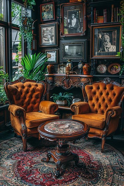 19 Unique Earthy Living Room Ideas for a Cozy Home Makeover 50 Victorian Art Deco Interior Design, Maximalist Decor Eclectic Living Room, Russian Living Room, Vintage Couch Living Room, Red Couch Living Room Ideas, Snug Room Ideas, Dark Maximalist Decor, Victorian Living Room Ideas, Vintage Living Room Decor Ideas