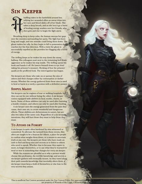 Sin Keeper.pdf - Google Drive Fantasy Race Concept Art, Fighter Archetype, Humanoid Fantasy Races, Dnd Subclasses, Homebrew Classes, Dungeons And Dragons Races, Dnd Things, Dnd Stories, D D Classes